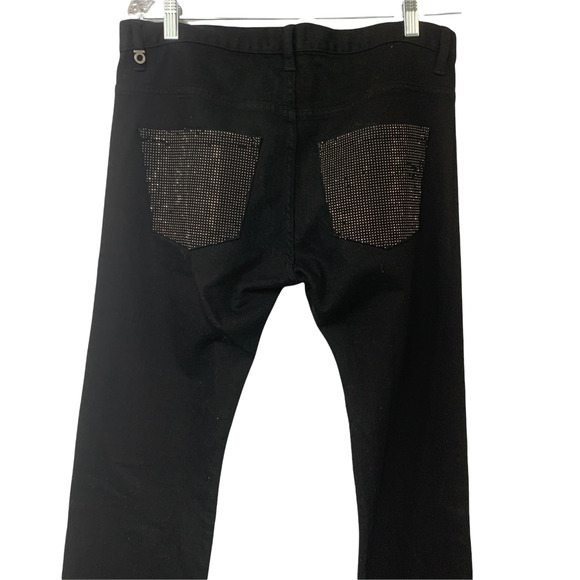 Maxime Simeons Glam Rocker Black Stud Front Denim Jeans 31 Button Fly Low Rise - Picture 10 of 11